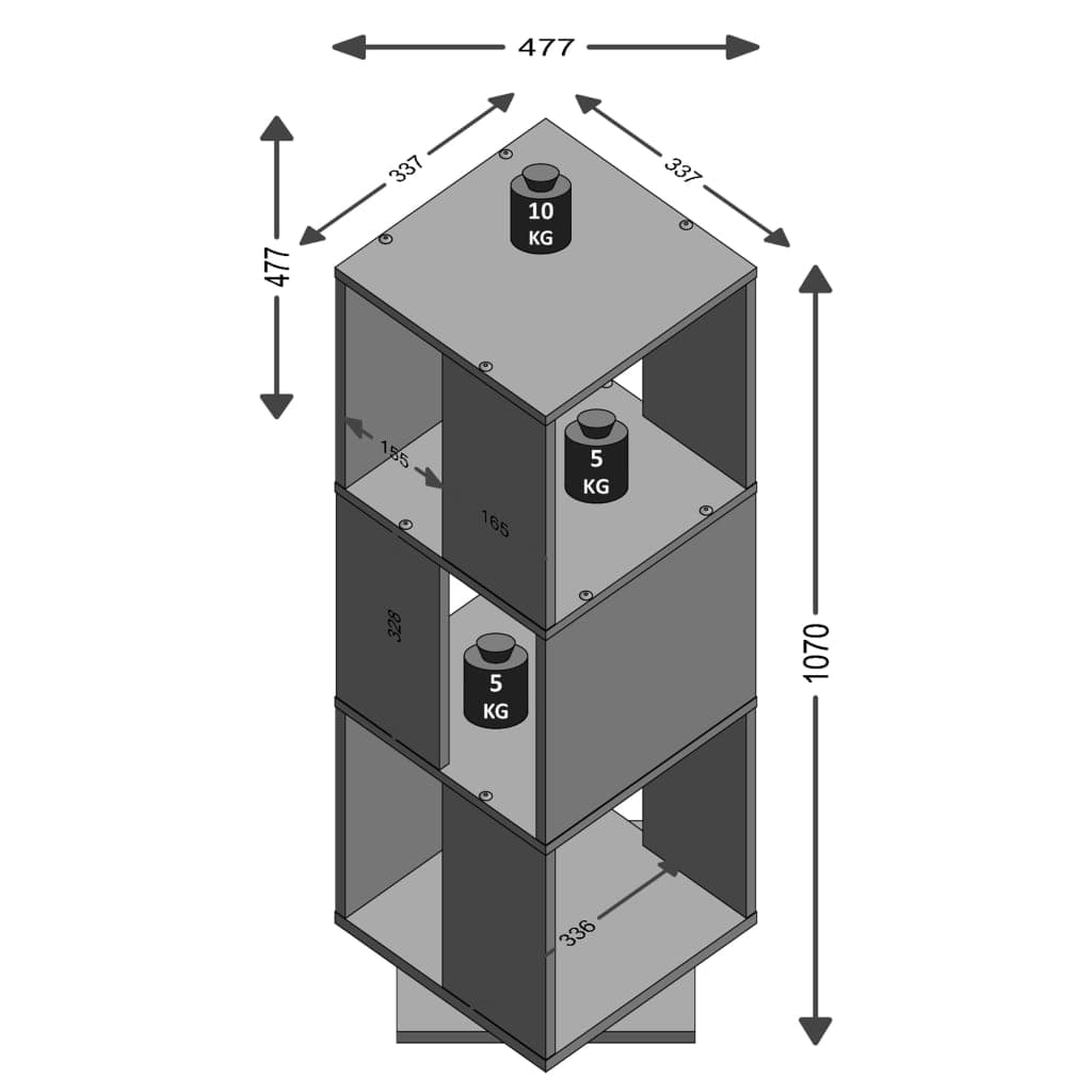 FMD Archiefkasten FMD Draaikast open ontwerp 34x34x108 cm betongrijs