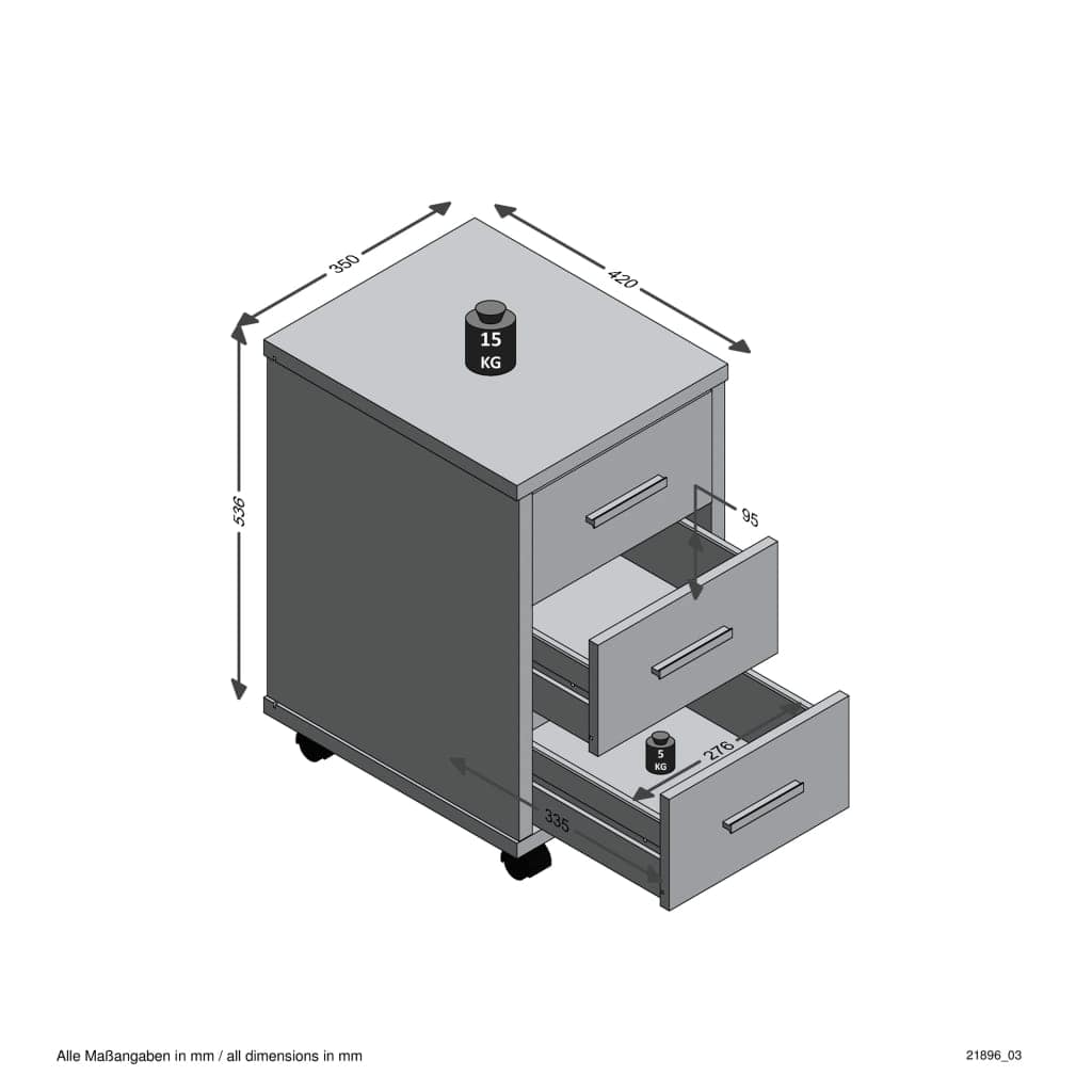 FMD Archiefkasten FMD Ladekast verplaatsbaar artisan eikenkleurig en brilliant wit