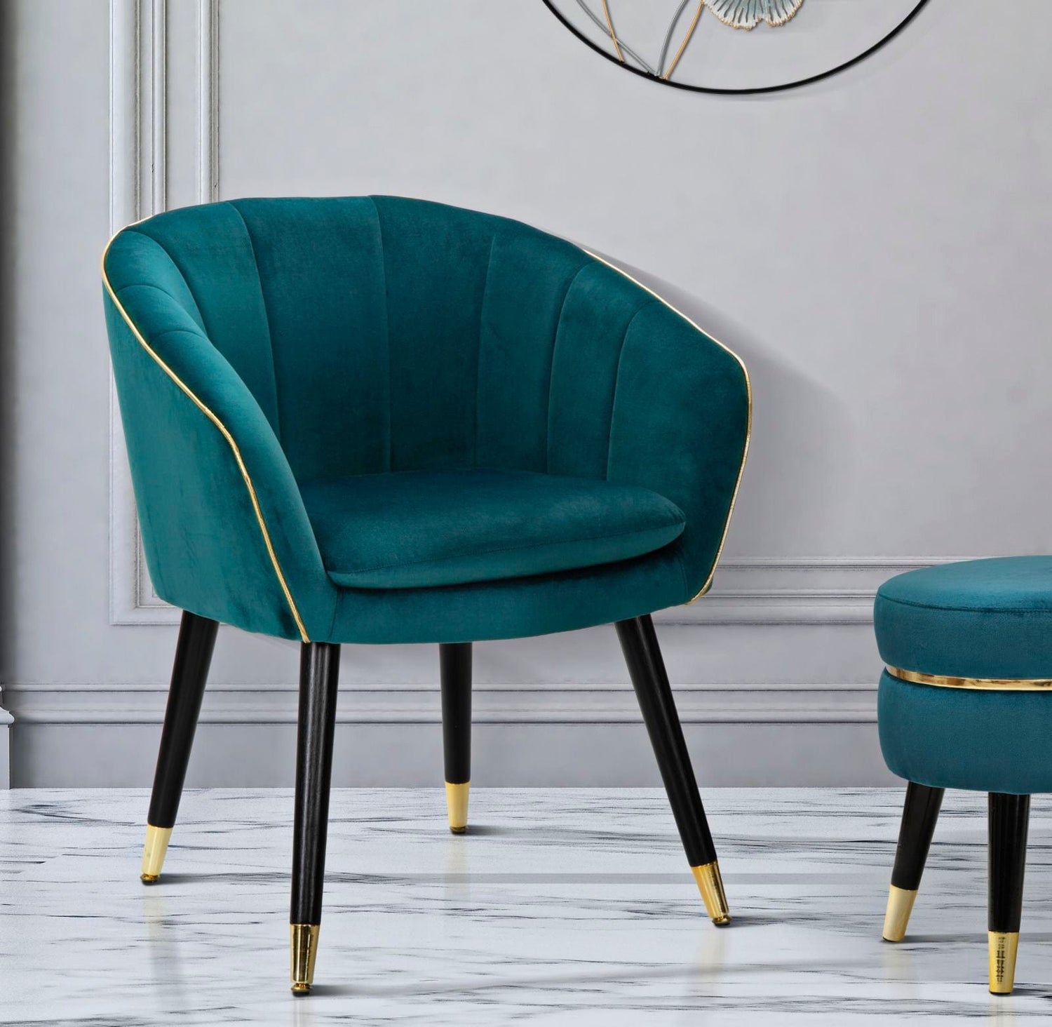 Mauro Ferretti ARMCHAIR PARIS TEAL/GOLD CM 62X58X78