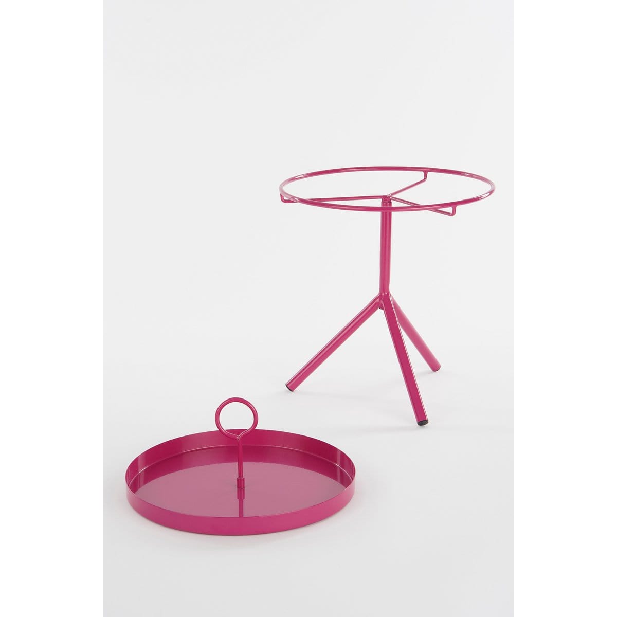 Mica Decorations Aston Bijzettafel met Afneembaar Dienblad - H42 x Ø31 cm - Metaal - Fuchsia