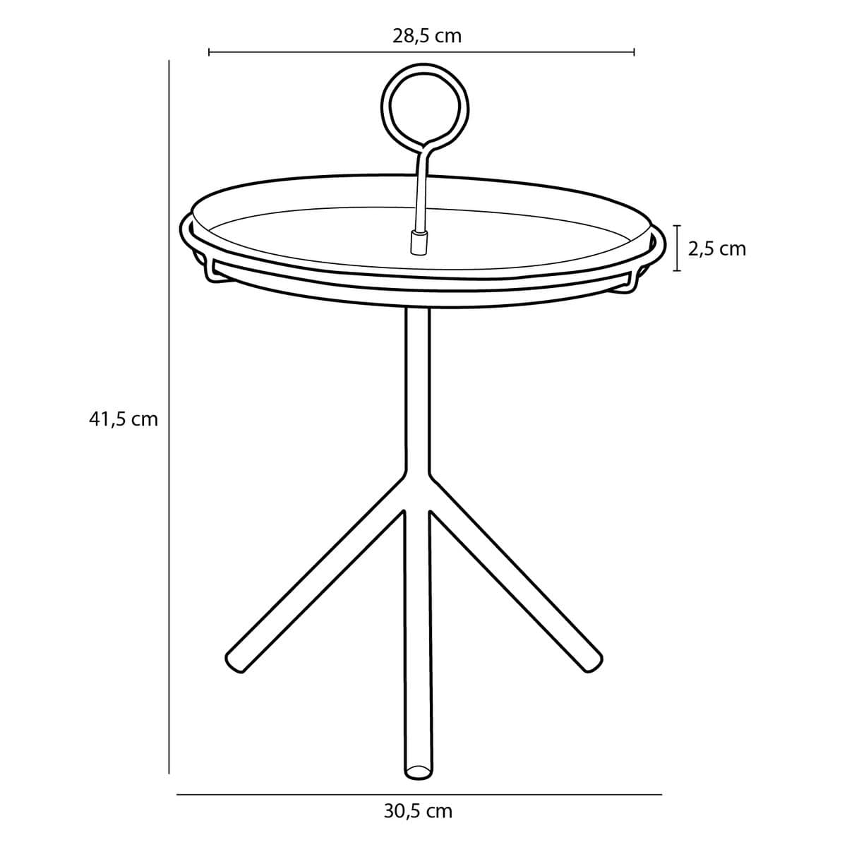 Mica Decorations Aston Bijzettafel met Afneembaar Dienblad - H42 x Ø31 cm - Metaal - Lila