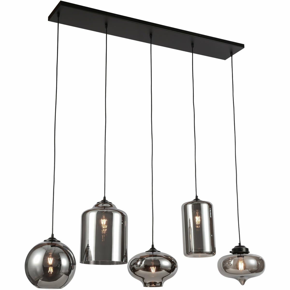 Luxury Living B.V. Ava Hanglamp Smoke Glas 5-Licht Mix