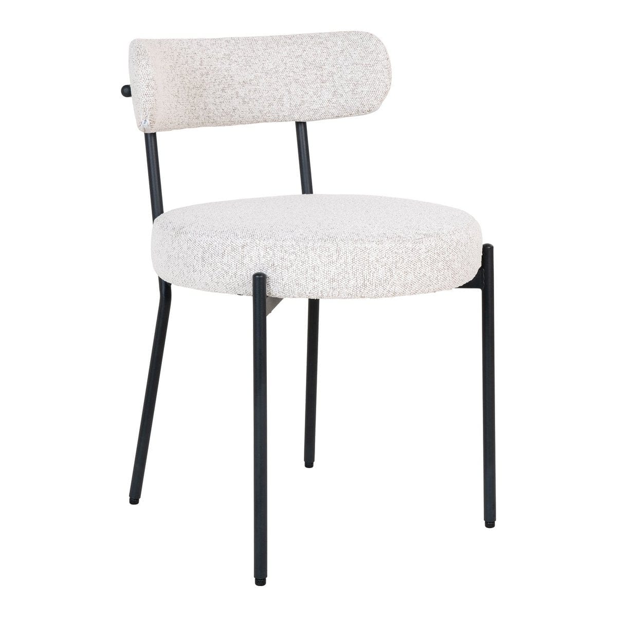 House Nordic ApS Badalona Dining Chair - Eetkamerstoel, wit bouclé met zwarte poten, HN1270 - set van 2