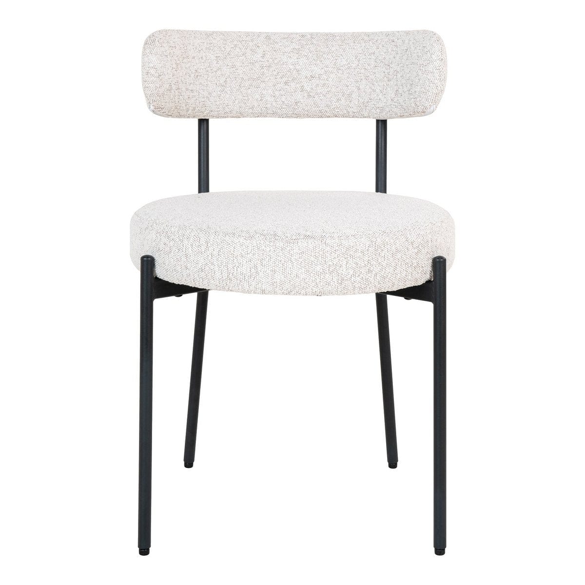 House Nordic ApS Badalona Dining Chair - Eetkamerstoel, wit bouclé met zwarte poten, HN1270 - set van 2