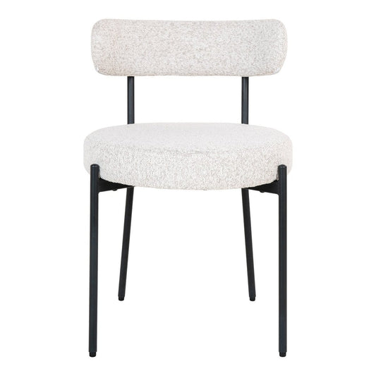 House Nordic ApS Badalona Dining Chair - Eetkamerstoel, wit bouclé met zwarte poten, HN1270 - set van 2