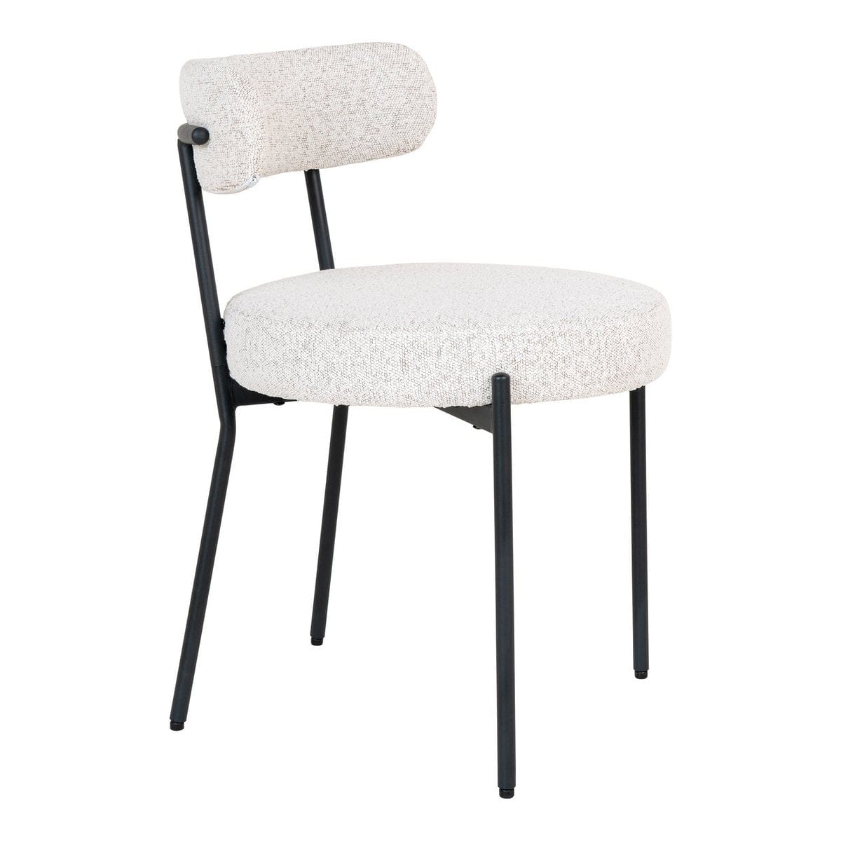 House Nordic ApS Badalona Dining Chair - Eetkamerstoel, wit bouclé met zwarte poten, HN1270 - set van 2