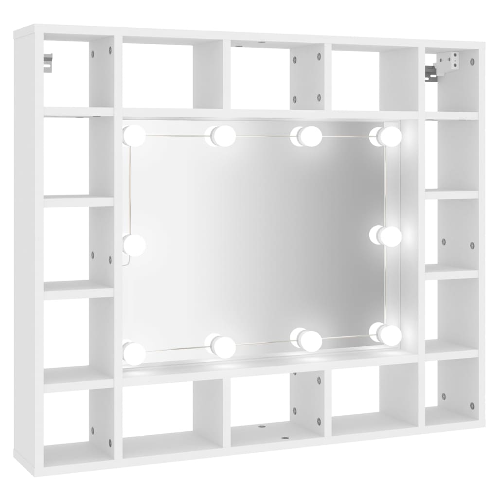 vidaXL Badkamerkaptafels Spiegelkast met LED-verlichting 91x15x76,5 cm wit