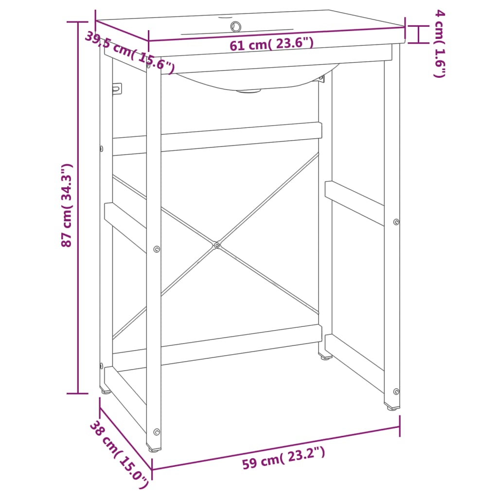 vidaXL Badkamerkaptafels Wastafelframe met inbouwwastafel ijzer wit