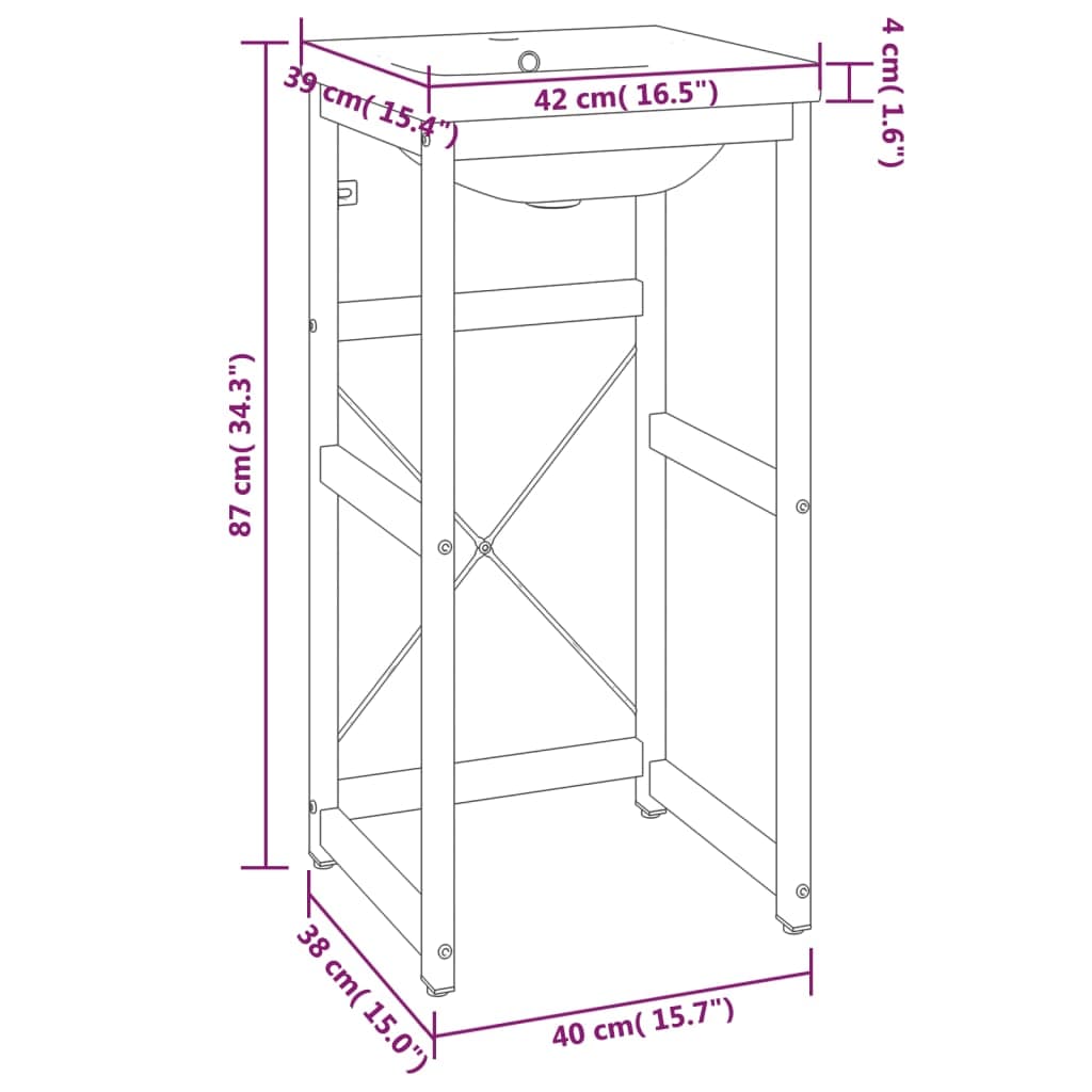 vidaXL Badkamerkaptafels Wastafelframe met inbouwwastafel ijzer zwart