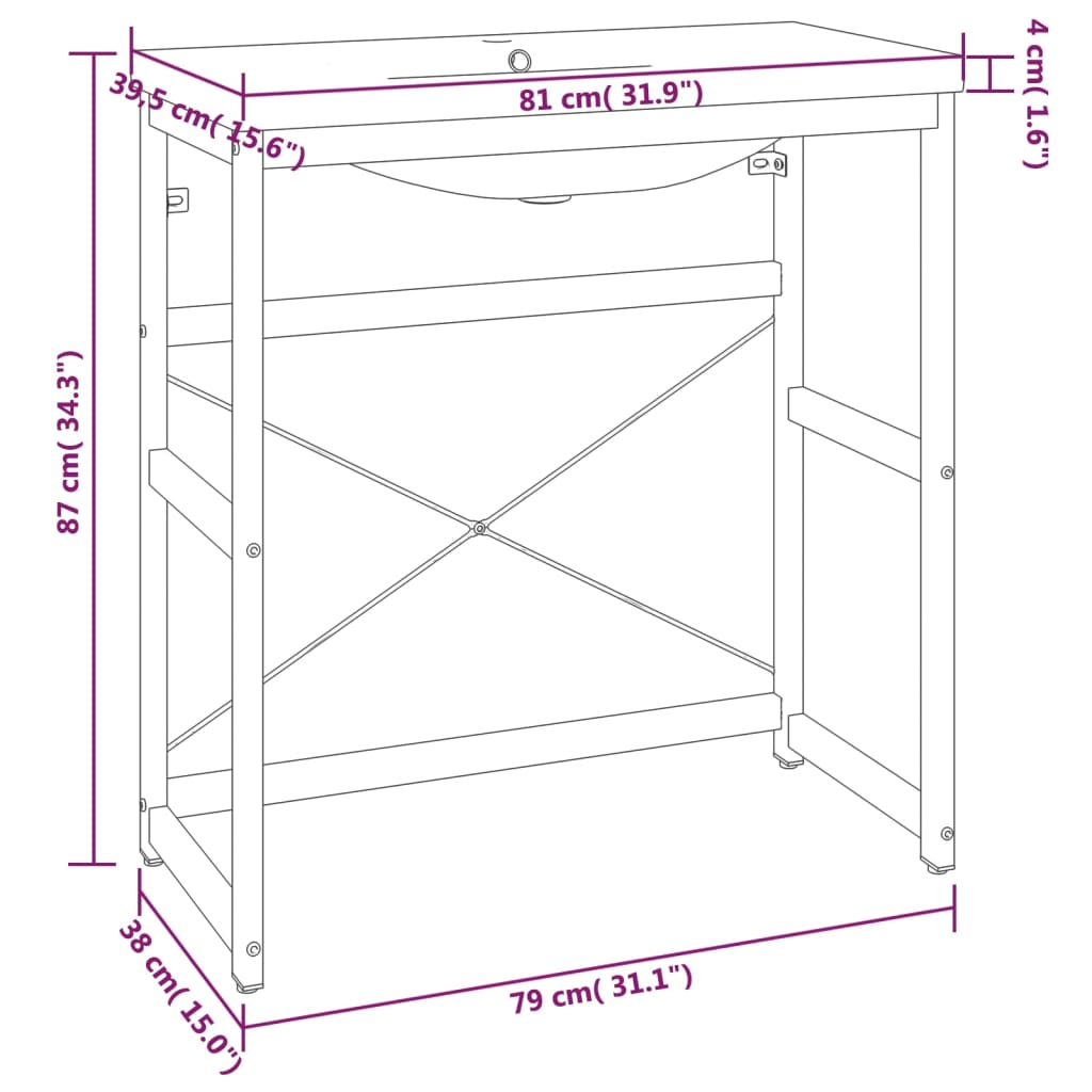 vidaXL Badkamerkaptafels Wastafelframe met inbouwwastafel ijzer zwart