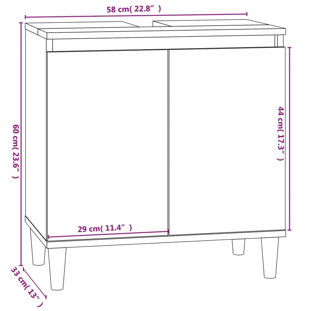 vidaXL Badkamerkaptafels Wastafelkast 58x33x60 cm bewerkt hout betongrijs