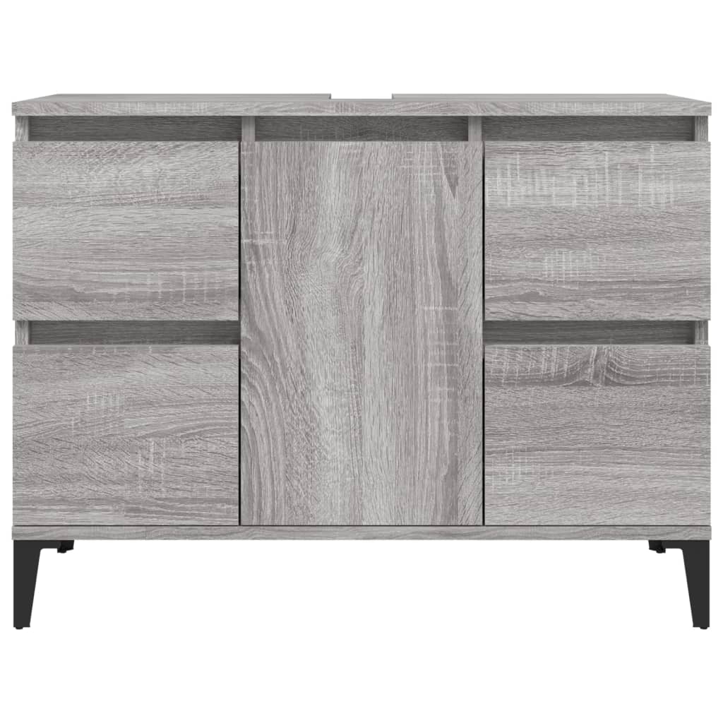 vidaXL Badkamerkaptafels Wastafelkast 80x33x60 cm bewerkt hout grijs sonoma eikenkleurig