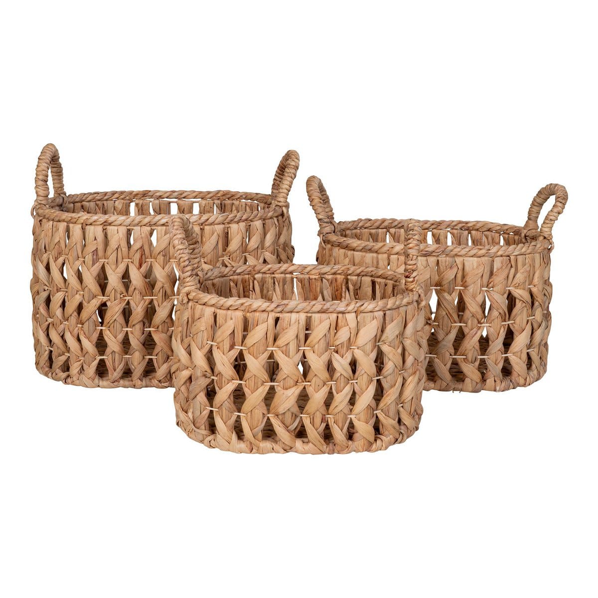 House Nordic ApS Balerma Basket - Mand met handvatten, waterhyacint, naturel, set van 3