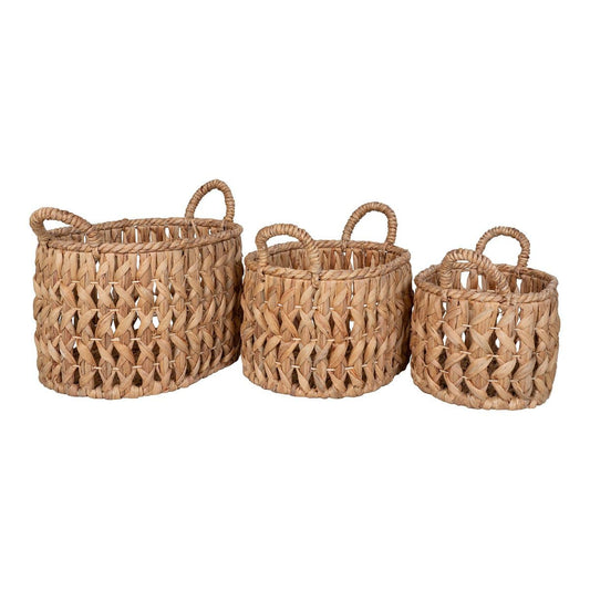 House Nordic ApS Balerma Basket - Mand met handvatten, waterhyacint, naturel, set van 3