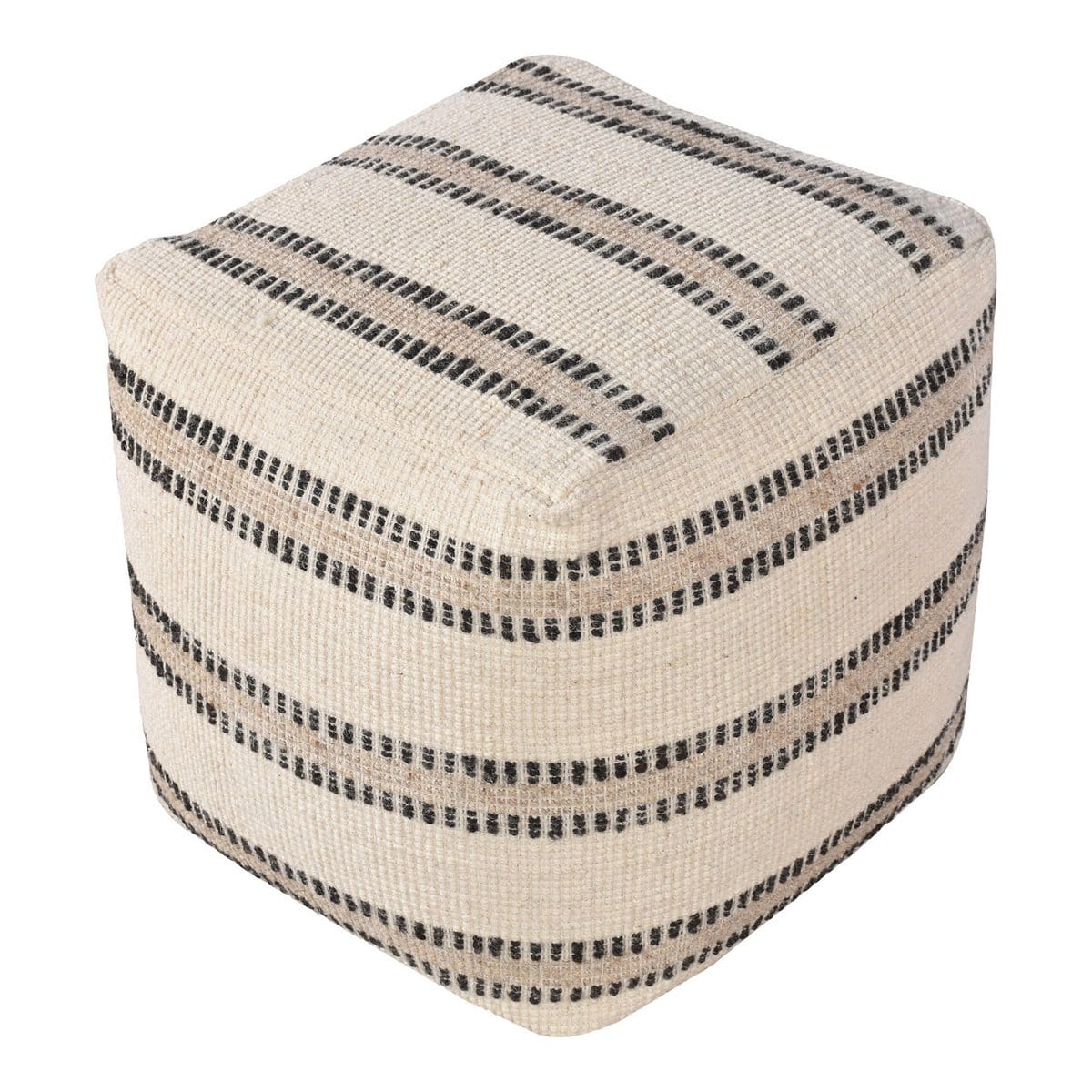 House Nordic ApS Bally Pouf - Poef, handgeweven, ivoor/houtskool, 40x40x40 cm