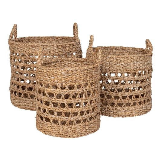 House Nordic ApS Balok Basket - Mand, zeegras, naturel/zwart, set van 3