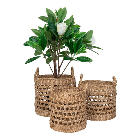 House Nordic ApS Balok Basket - Mand, zeegras, naturel/zwart, set van 3