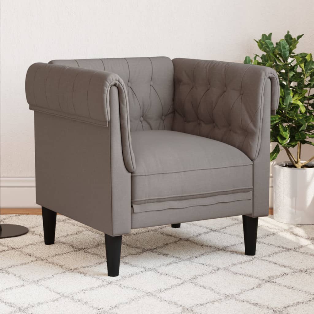 vidaXL Banken Fauteuil Chesterfield-stijl stof taupe