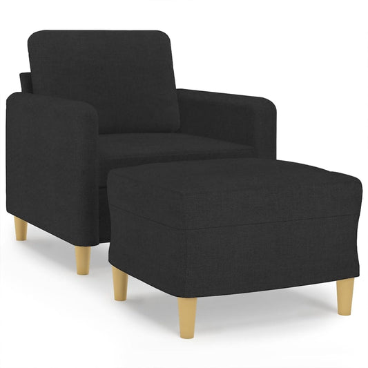 vidaXL Banken Fauteuil met voetenbank 60 cm stof zwart