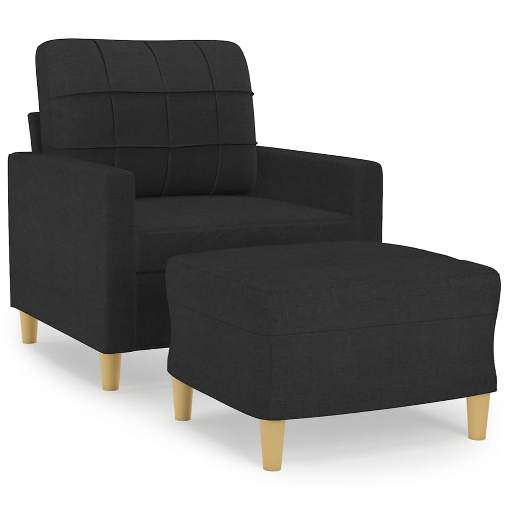 vidaXL Banken Fauteuil met voetenbank 60 cm stof zwart