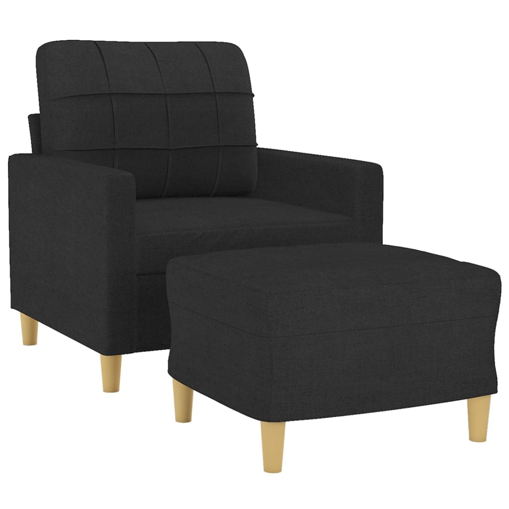 vidaXL Banken Fauteuil met voetenbank 60 cm stof zwart