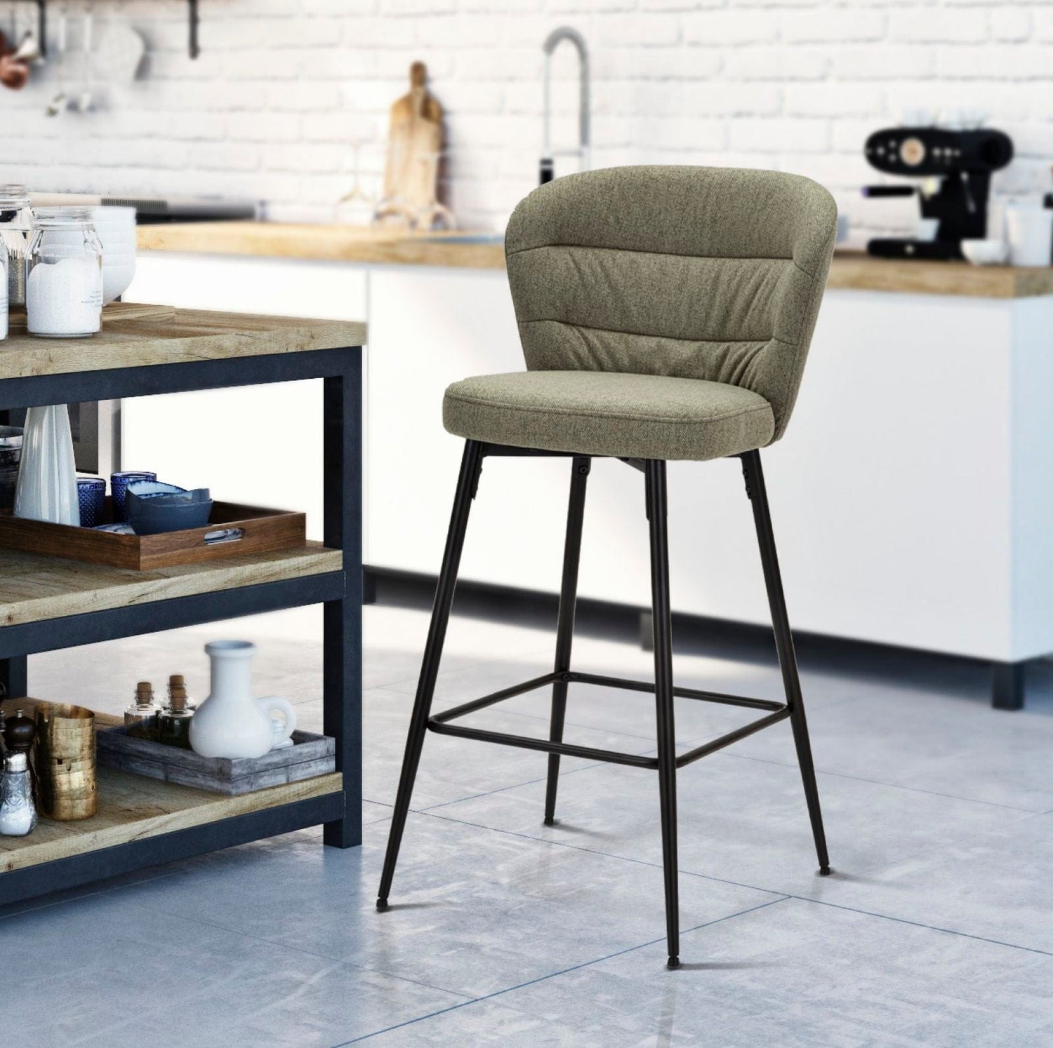 Mauro Ferretti BAR STOOL LOSANNA GREEN SET 2 PZ CM 52X59X108