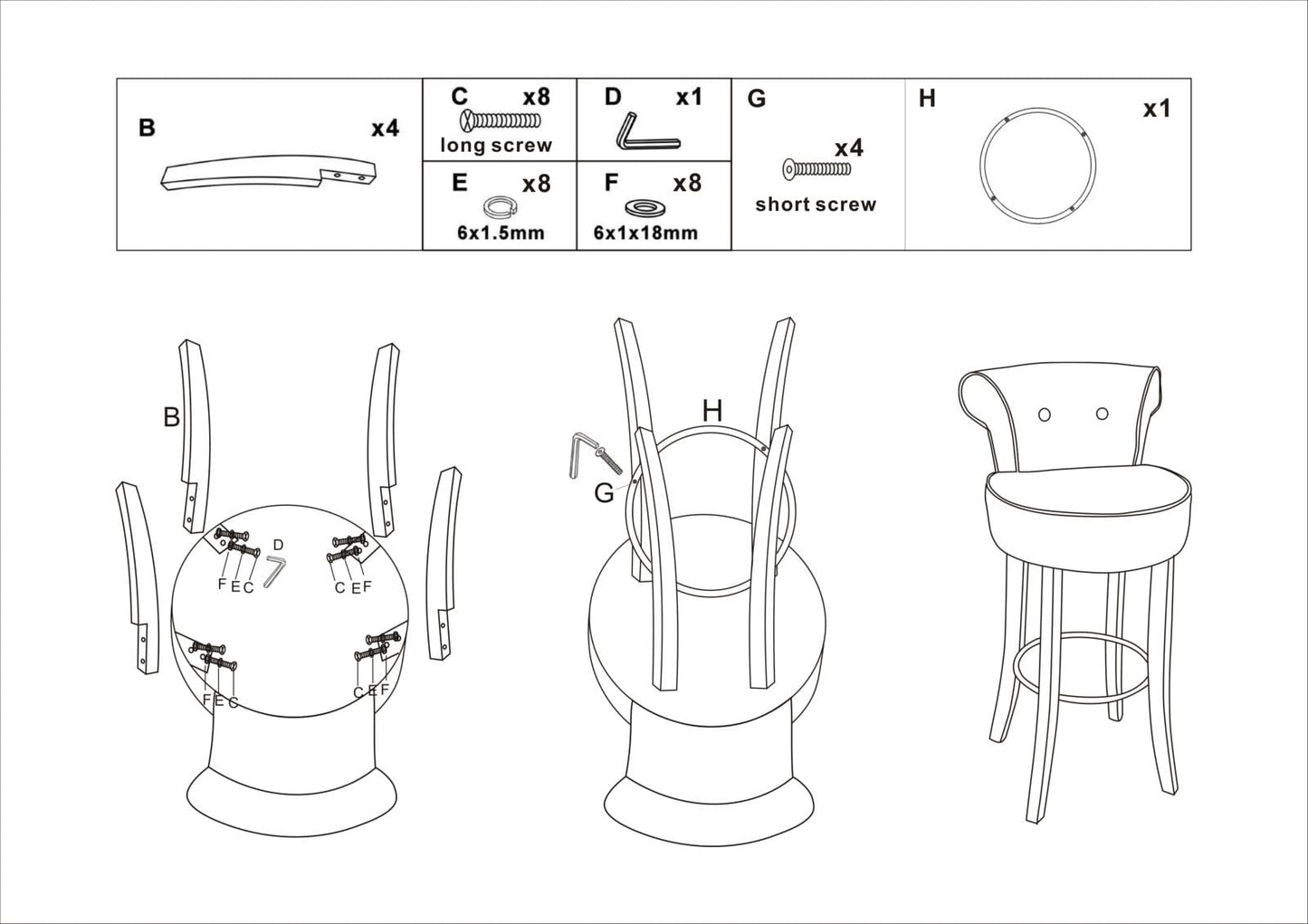 Mauro Ferretti BAR STOOL LUXY GREY CM 46X48X96