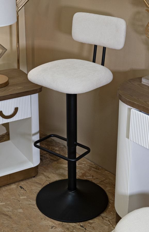 Mauro Ferretti BAR STOOL WITH LIFT LIGHT WHITE CM 41X47,5X85-106,5(SEAT CM 61-83)