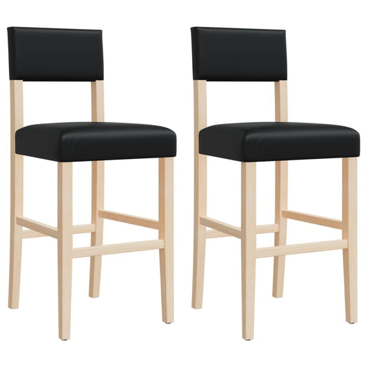 vidaXL Barkrukken Barstoelen 2 st massief rubberhout en kunstleer