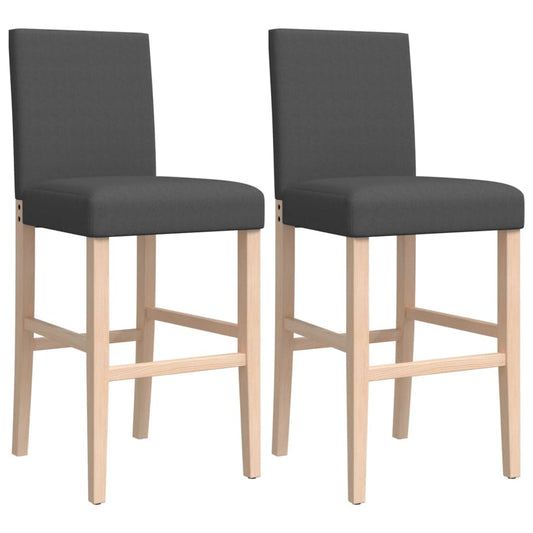 vidaXL Barkrukken Barstoelen 2 st massief rubberhout en stof