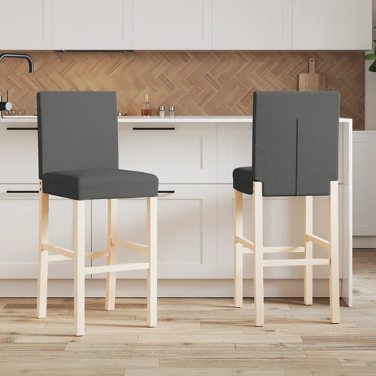 vidaXL Barkrukken Barstoelen 2 st massief rubberhout en stof