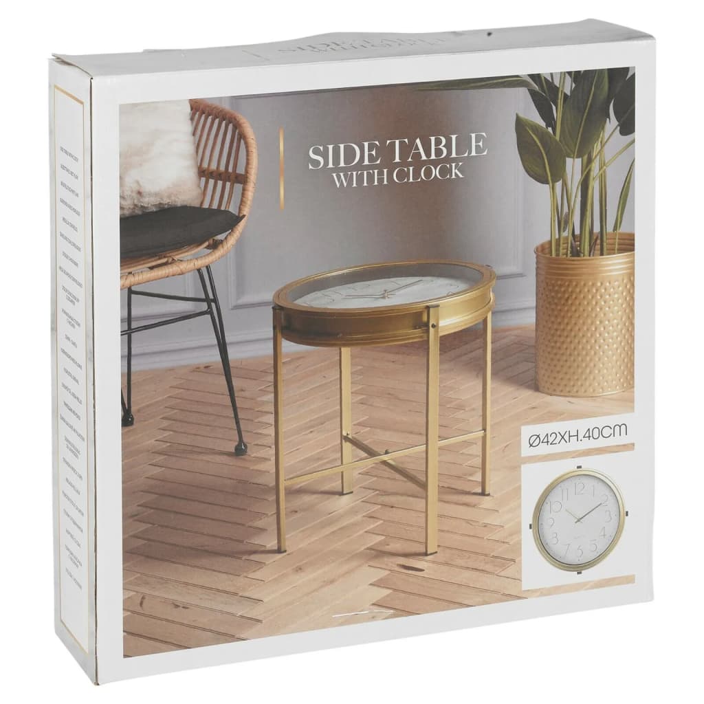 Home&Styling Bijzettafels Home&Styling Bijzettafel met klok goudkleurig