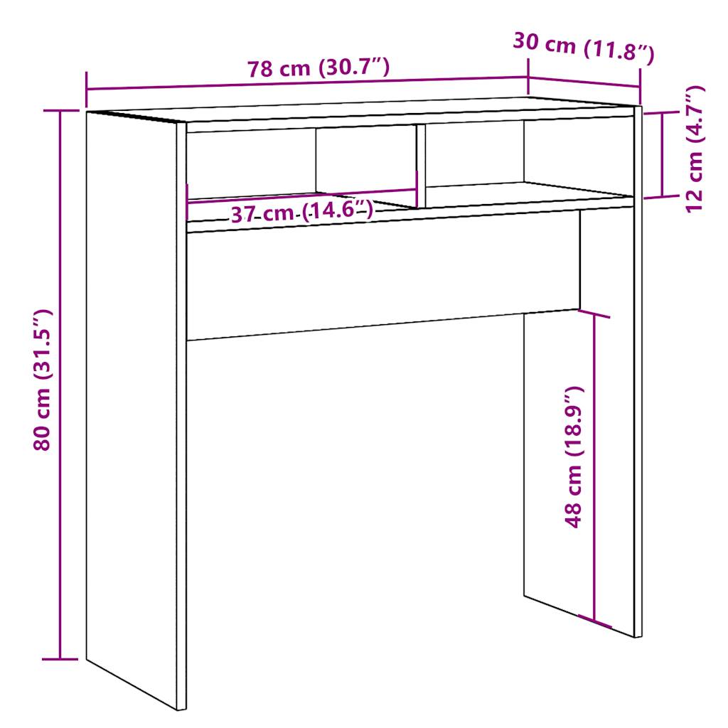 vidaXL Bijzettafels Wandtafel 78x30x80 cm bewerkt hout artisanaal eikenkleur