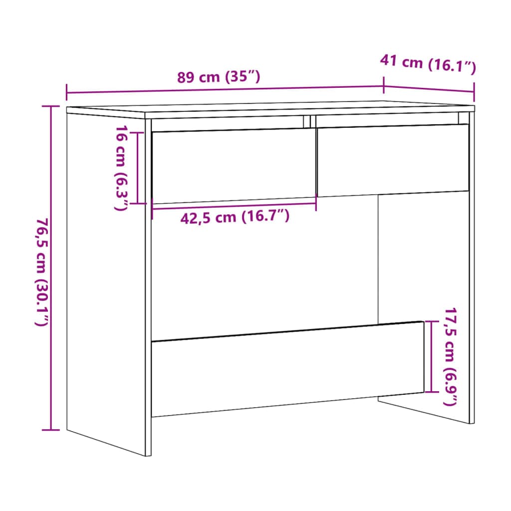 vidaXL Bijzettafels Wandtafel 89x41x76,5 cm bewerkt hout artisanaal eikenkleurig