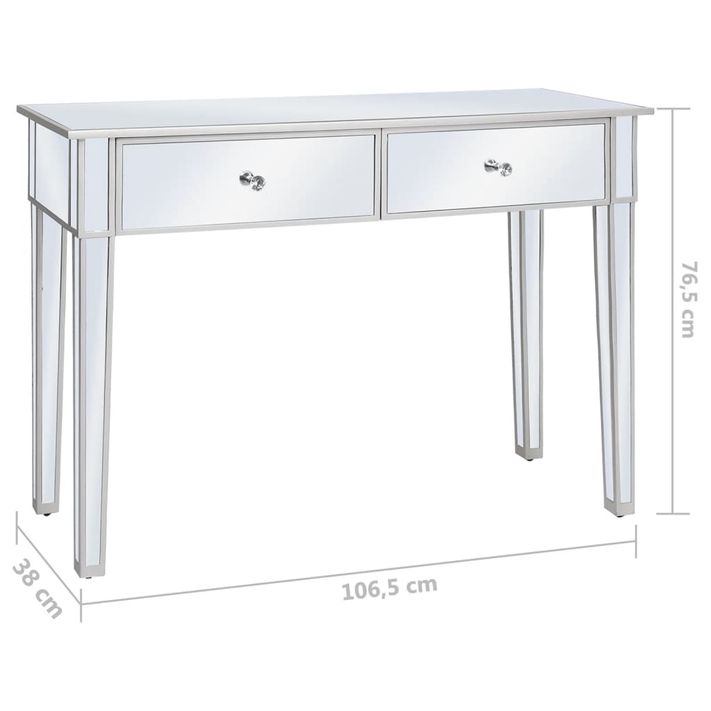 vidaXL Bijzettafels Wandtafel gespiegeld 106,5x38x76,5 cm MDF en glas