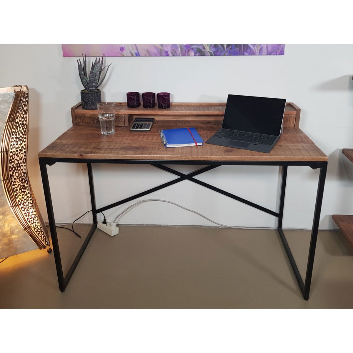 Voglrieder kreatives Wohnen Bureau computerbureau thuiskantoor 120 x 88 x 55 cm Liverpool metalen frame mat zwart