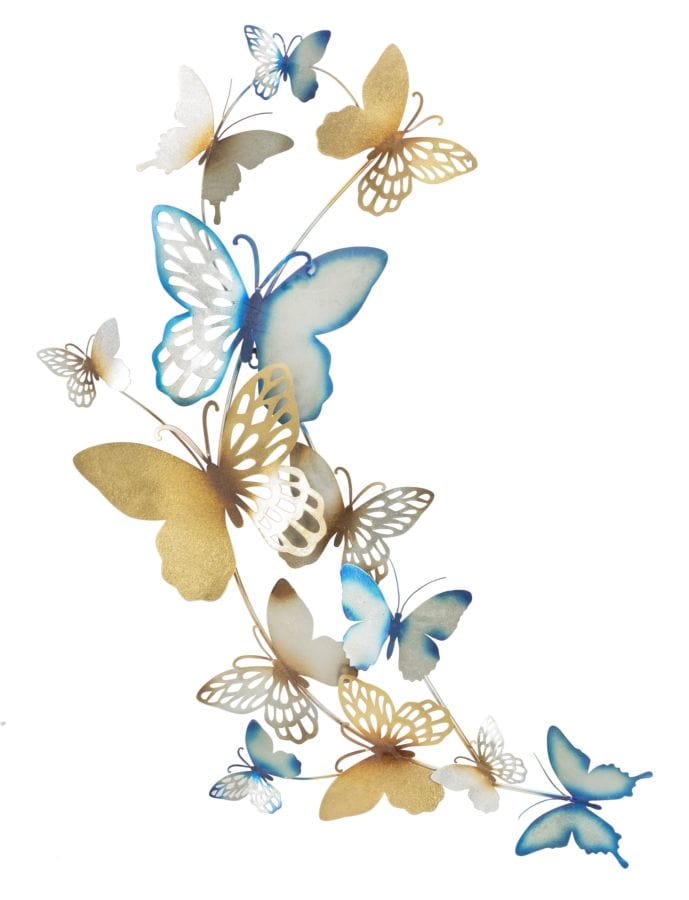 Mauro Ferretti BUTTERFLIES WALL PANEL GOLD/LIGHT BLUE C CM 59,5X4X111,5