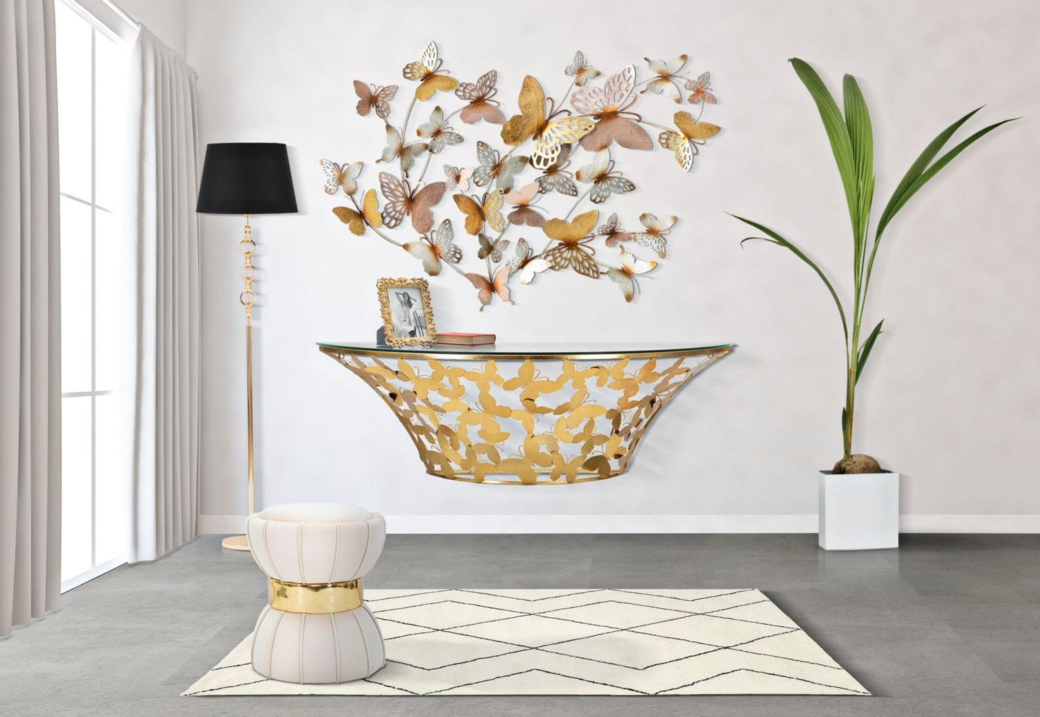 Mauro Ferretti BUTTERFLIES WALL PANEL GOLD/LIGHT PINK CM 132X3,5X95,5