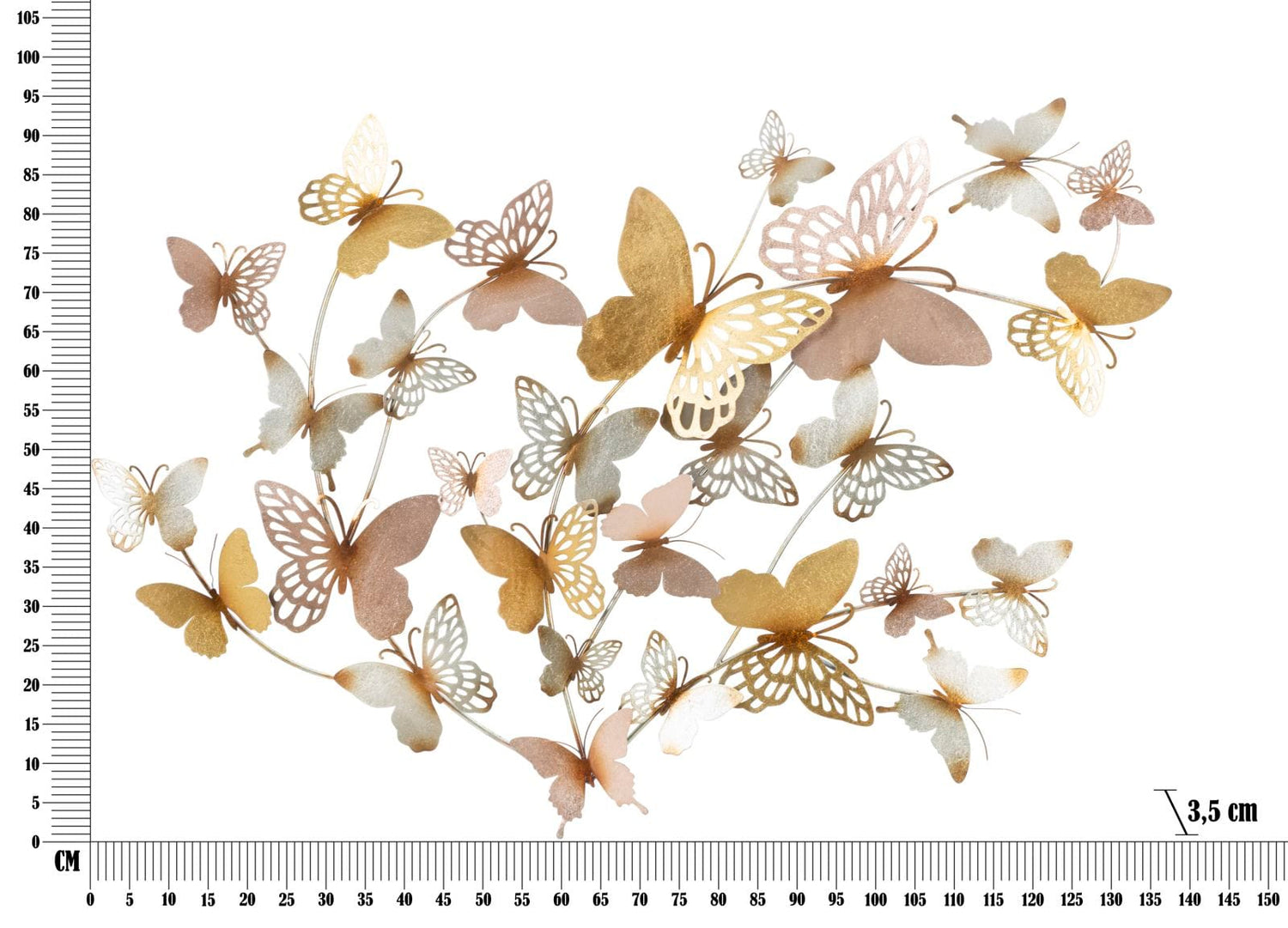 Mauro Ferretti BUTTERFLIES WALL PANEL GOLD/LIGHT PINK CM 132X3,5X95,5