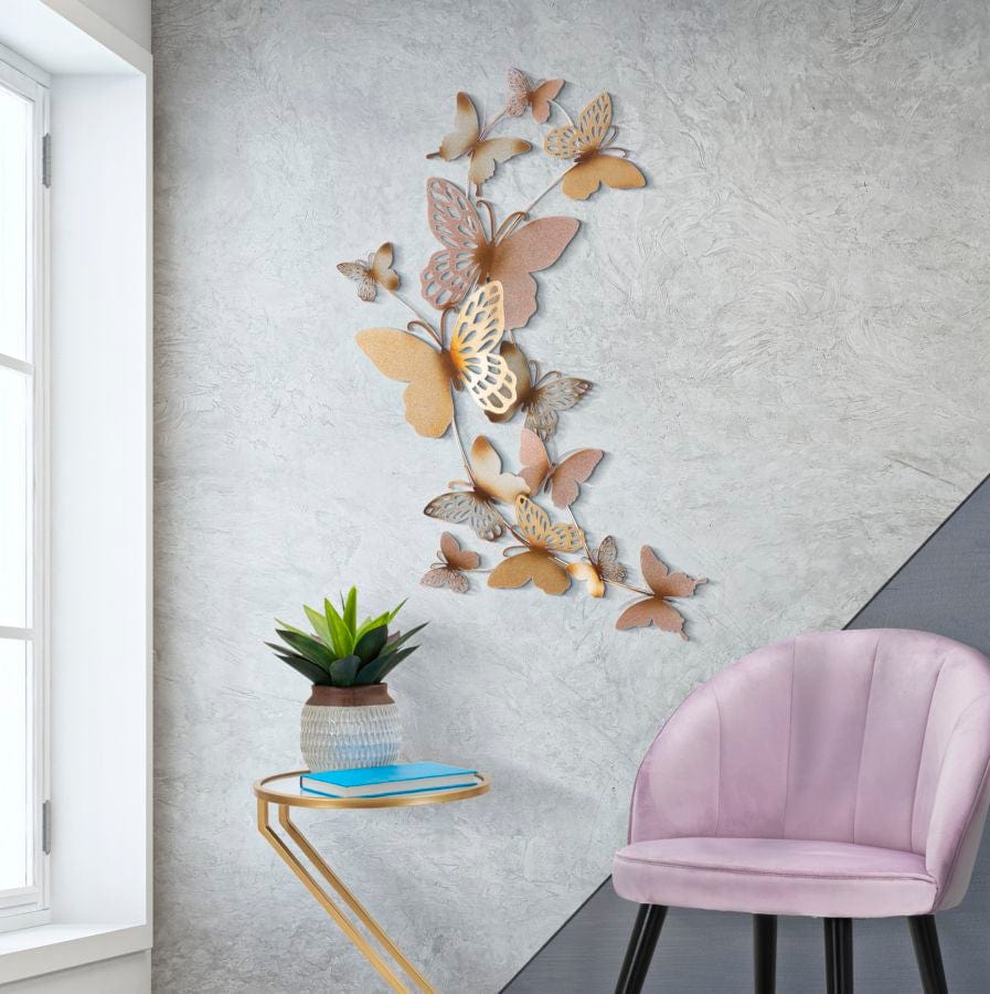 Mauro Ferretti BUTTERFLIES WALL PANEL GOLD/PINK C CM 59,5X4X111,5