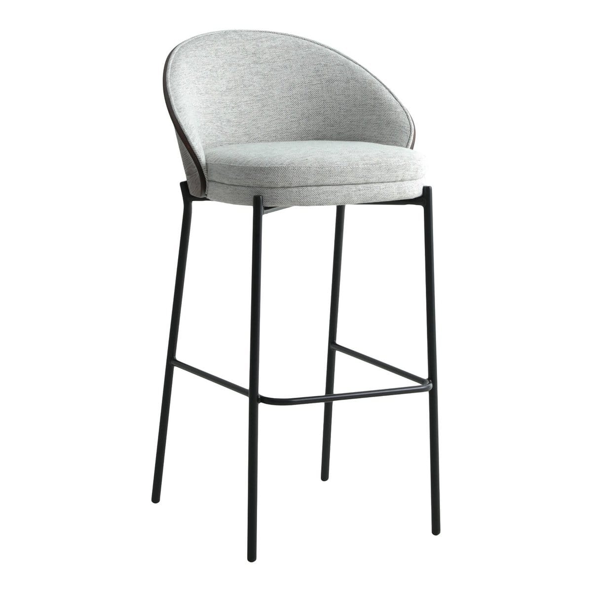 House Nordic ApS Canelas Bar Chair - Barstoel, lichtgrijs met donkerbruine rugleuning en zwarte poten - Set van 2