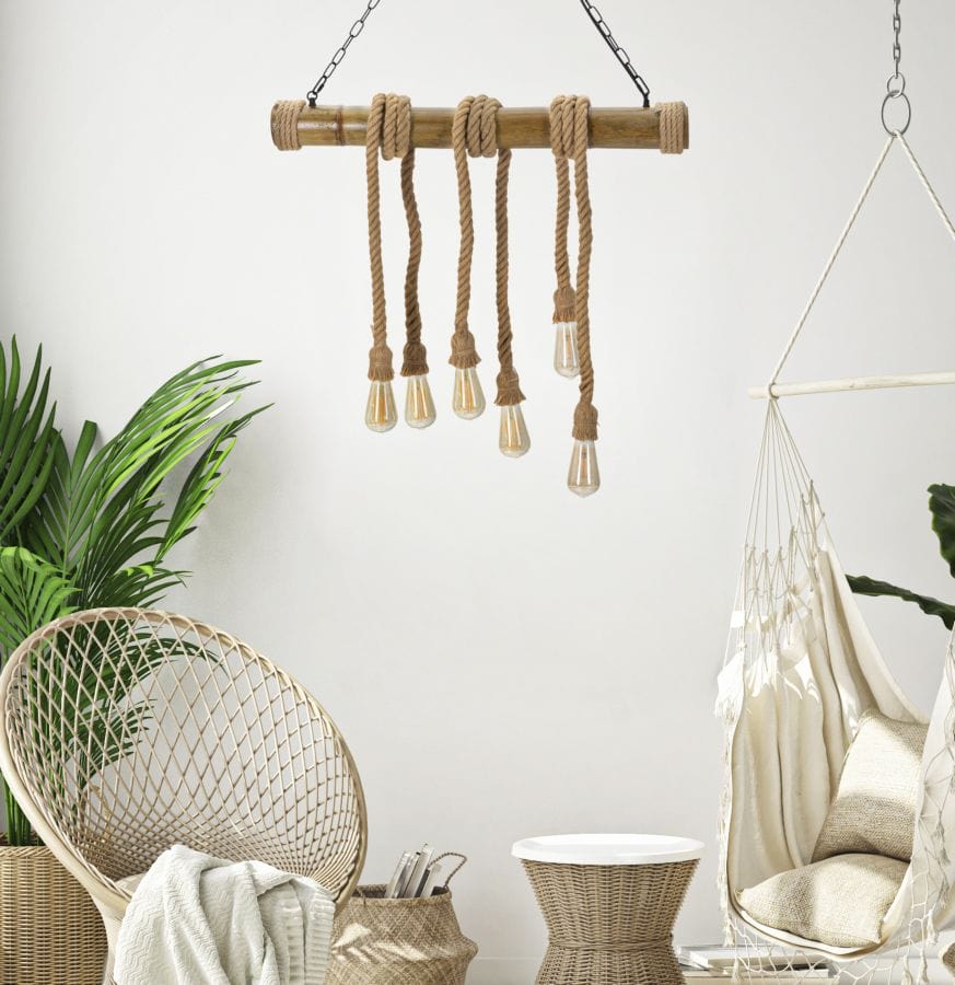 Mauro Ferretti CEILING LAMP BAMBOO/ROPE CM 80X15X120