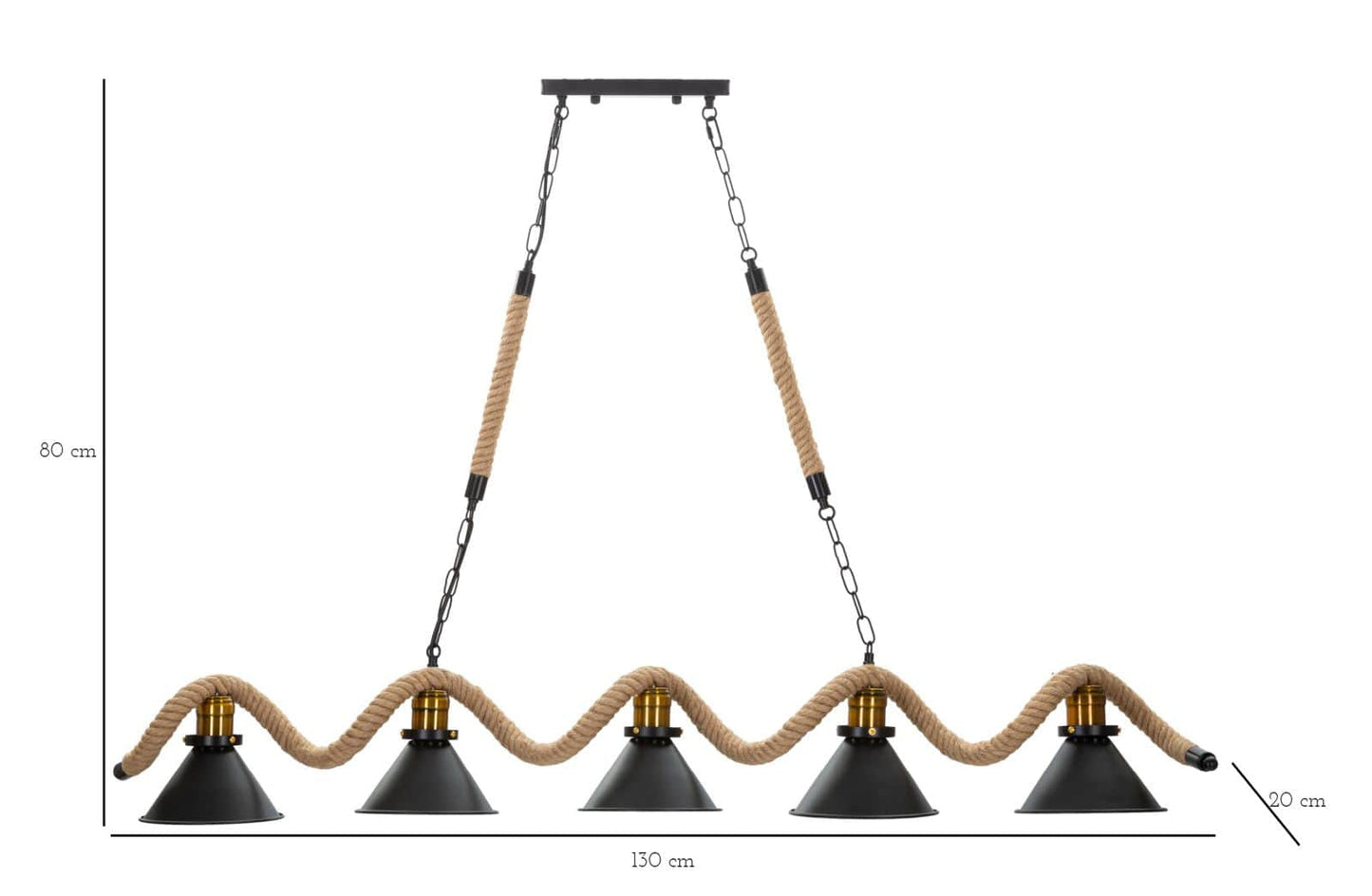 Mauro Ferretti CEILING LAMP CUP/ROPE 5 LIGHTS CM 130X20X80