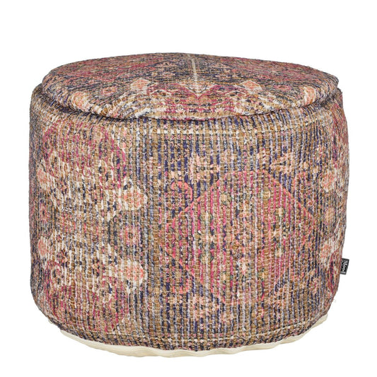 Poef - H37 x Ø55 cm - Jute - Multikleur