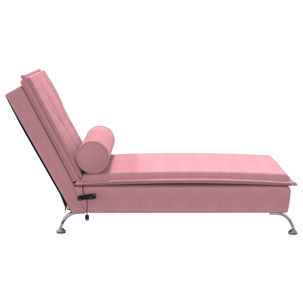 vidaXL Chaises longues Massage chaise longue met bolster fluweel roze