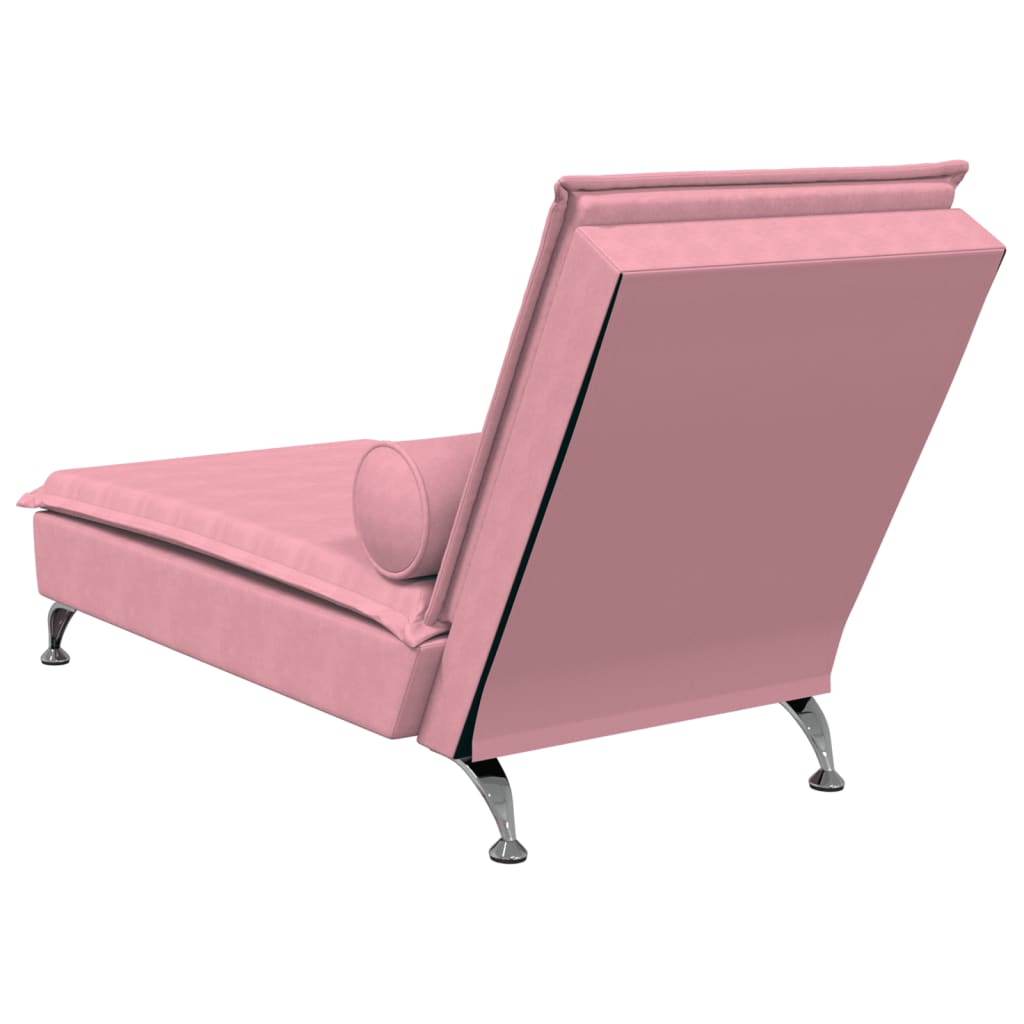 vidaXL Chaises longues Massage chaise longue met bolster fluweel roze