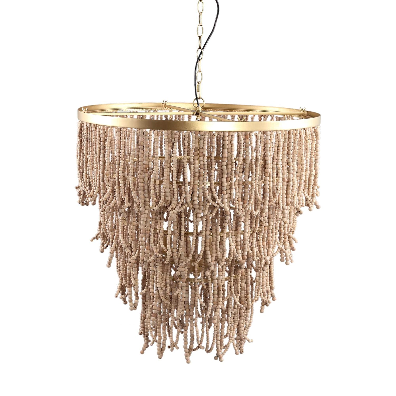 PTMD Cille Naturel hanglamp hout losse kralen