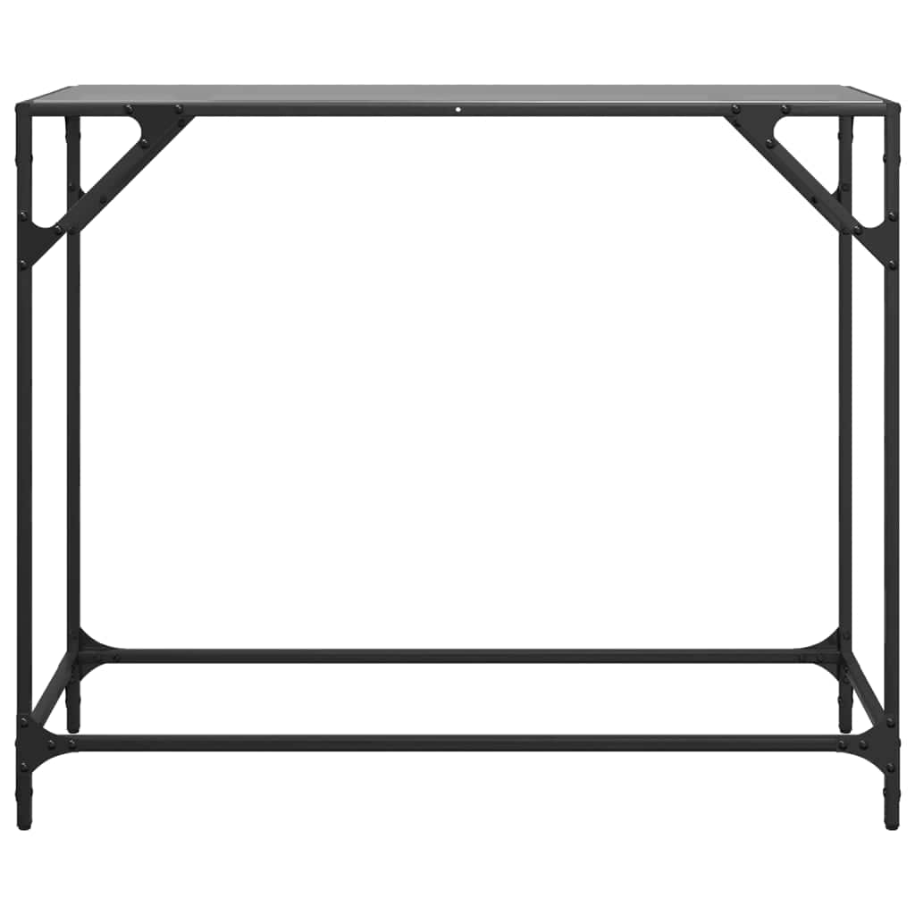 vidaXL Consoletafels Wandtafel met zwart glazen blad 98x35x81 cm staal