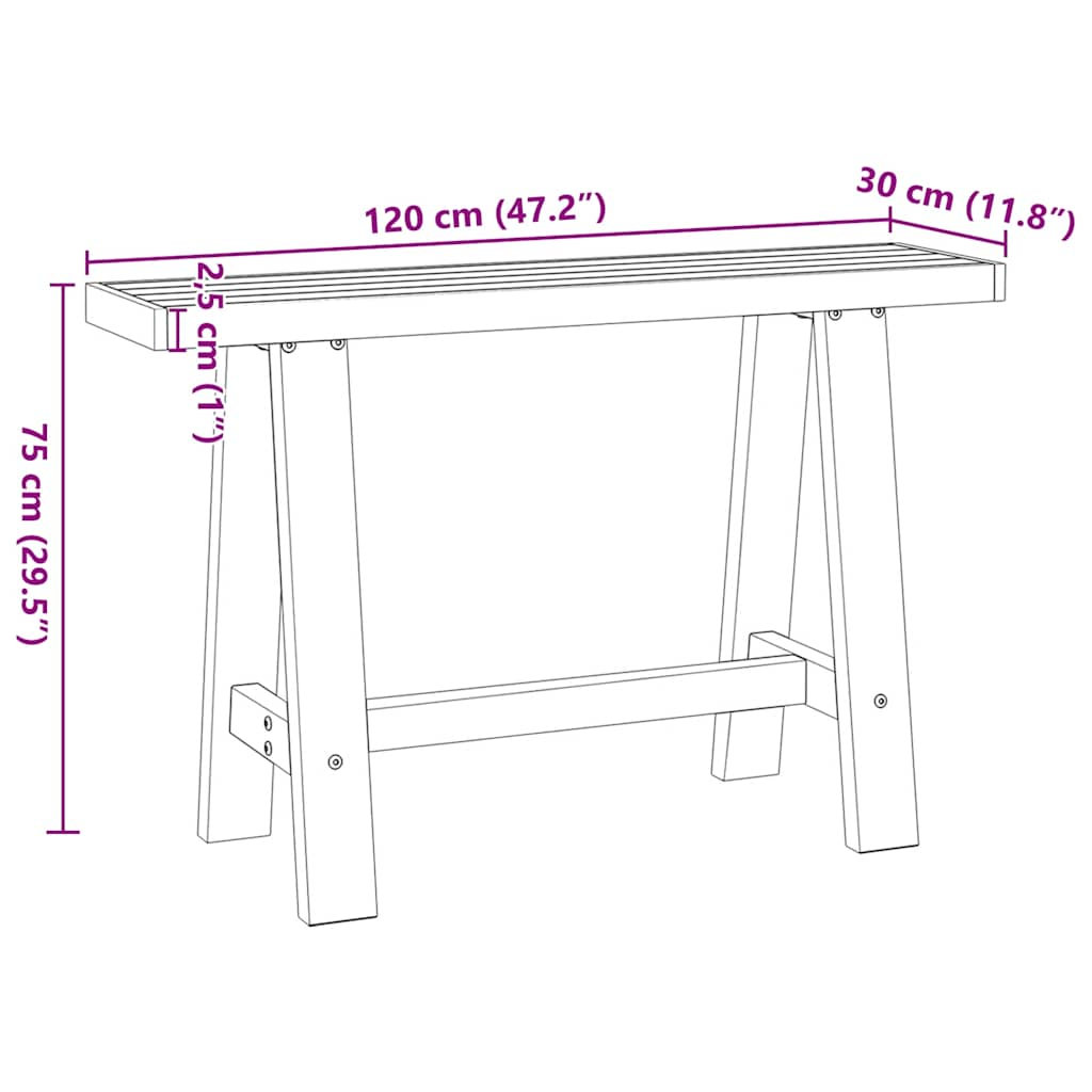 vidaXL Consoletafels Wandtafel NOAIN A-vormige poten 120x30x75 cm massief hout