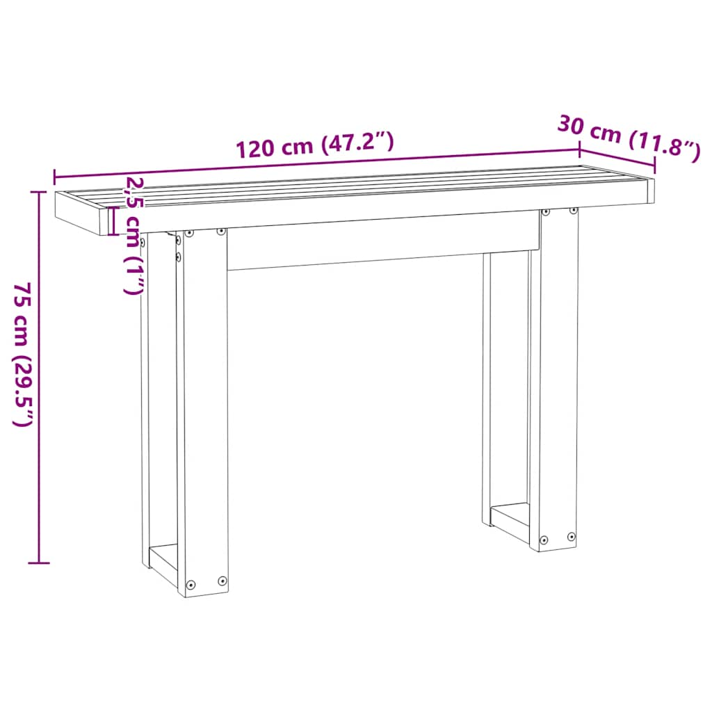 vidaXL Consoletafels Wandtafel NOAIN U-vormige poten 120x30x75 cm massief hout